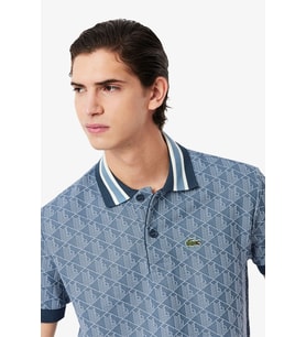 Lacoste Classic Fit Monogram Polo T-shirt Erkek Polo Yaka Tişört Mavi