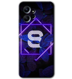 Redmi Note 12 4G Kılıf HD Desen Baskılı Kılıf - Dark Neon Yaprak S Harfi