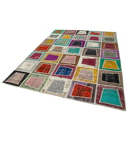 Çok Renkli El Dokuma Salon Halısı Etnik Patchwork Stil Kısa Havlı Dekoratif Ürün