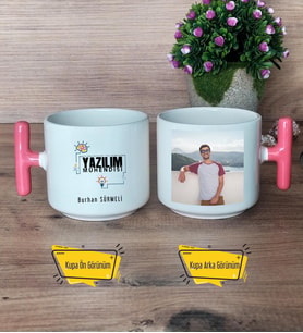 Yazılım Mühendisi Kupa Bardak Fotoğraflı T Pembe Kulplu Mühendisler Günü Hediyesi