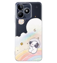 Realme C53 Uyumlu Sevimli Köpek Desenli Şeffaf Telefon Kılıfı