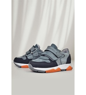 Rakerplus Hakiki Deri Koyu Gri Çocuk Cırtlı Sneakers Spor Ayakkabı
