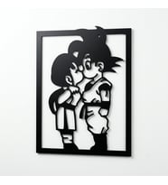 Anime Karakter Çift Duvar Tablosu - Siyah MDF Duvar Dekoru