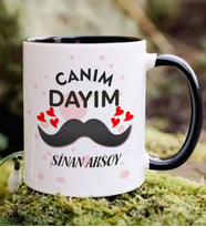 BK Gift Kişiye Özel Canım Dayım Tasarımlı Siyah Kupa Bardak, Doğum Günü Hediyesi