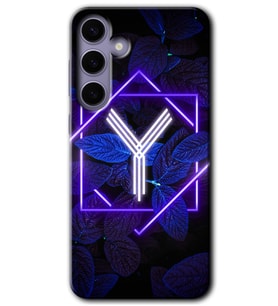 Galaxy S24 Kılıf HD Desen Baskılı Kılıf - Dark Neon Yaprak Y Harfi
