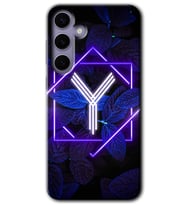 Galaxy S24 Kılıf HD Desen Baskılı Kılıf - Dark Neon Yaprak Y Harfi