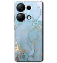 Redmi Note 13 Pro 4G Kılıf HD Desen Baskılı Kılıf - Mavi Gold Mermer