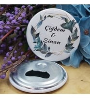 30 Adet Yeşil Çiçekli Açacak Magnet Söz Nişan Nikah Hediyesi Nikah Şekeri Metal 6 Cm-