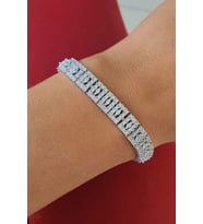 Pırlanta Parlaklığında Zirkon Taşlı 925 ayar Gümüş Su Yolu Bileklik