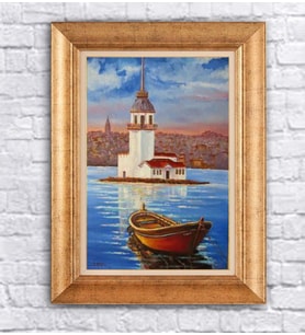 Altın Varaklı  Çerçeveli Paspartulu Tablo ndd1359 (Gold)