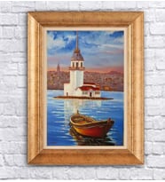 Altın Varaklı  Çerçeveli Paspartulu Tablo ndd1359 (Gold)