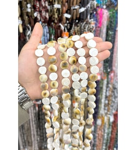 Sedef Taşı Yılancık Kesim Parlak 14mm Doğal Taş Dizi [AA]