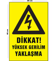 Metal Dikkat Yüksek Gerilim Yaklaşma 30 cm x 40 cm A3 Büyüklüğünde Uyarı Levhası Yönlendirme Tabela