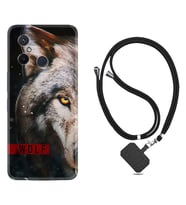 Xiaomi Redmi 12C Kılıf Silikon Boyun Askılı İpli Desenli Silikon Wolf Eyes 1758