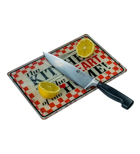 Miabella Home Cam Kesme Tahtası, Kesme Tablası Kenarları Oval, Antibakteriyal, Sunum Tahtası Kırmızı 20x 30 cm (Çok Renkli)