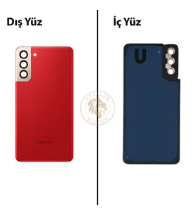Samsung S21 Plus Kırmızı Arka Pil Kapağı Batarya Kapağı Lazer Kesim Back Cover