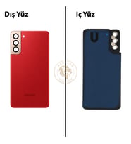 Samsung S21 Plus Kırmızı Arka Pil Kapağı Batarya Kapağı Lazer Kesim Back Cover