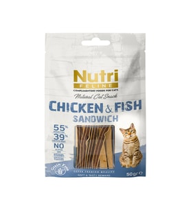 Nutri Feline 50Gr %100 Doğal Etten Natural Cat Snack Tavuk Balık Etli Atıştırmalık 1Adet Kedi Ödülü