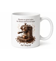 Espresso Makinesi Temalı Baskılı Kupa Bardak Kahve Severlere Özel Hediye