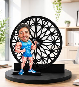 Kişiye Özel Sporcu Biblo Fitness ve Bodybuilding Temalı Karikatür Tasarım Dekoratif Biblo