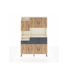 Arges Dolap 9 Raflı 3 Çekmeceli 6 Kapaklı 132x30x195 Aytaşı-Çam/Antrasit