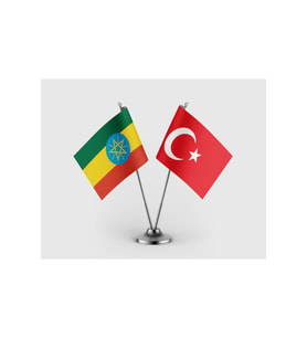 Etiyopya ve Türkiye Bayrağı İkili Saten Masa Bayrağı Takımı