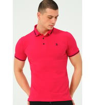 T8586 DEWBERRY ERKEK POLO YAKA T-SHIRT-DÜZ FUŞYA