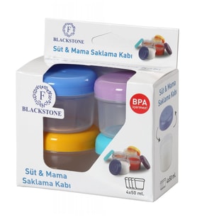 Anne Bebek Süt ve Mama Ölçekli Sızdırmaz Saklama Kabı 4‘lü Set-50 ml