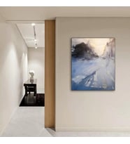 Tablolife Snowy Road Yağlı Boya Dokulu Tablo 90X120,Çerçeve;Gold