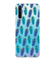 PrintiFy Oppo A91  ile Uyumlu 1mm Slim Fit Nazar Boncuğu 4 Baskılı Şeffaf  Kılıf