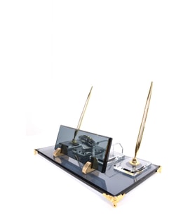 Kristal Vip Set Masa İsimlik Modern Ofis Dekoru (Mavi Yengeç Desenli)