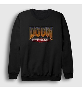 Presmono Unisex Siyah Logo Oyun Doom Eternal Sweatshirt 459777tt