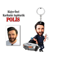 Kisiye Özel Karikatür POLİS anahtarlık