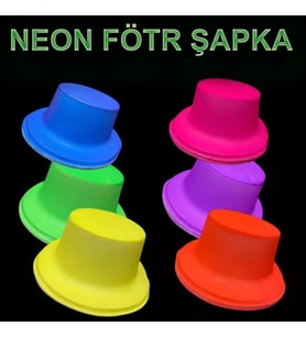 Neon Partisi Sarı Renk Plastik Fötr Şapka