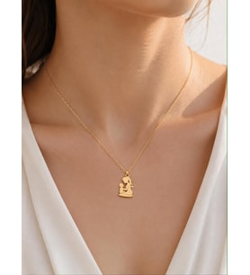 Kişiye Özel 925 Ayar Gümüş Minimal Anne Bebek Tasarım Silüet Kolye (Gold)