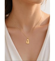 Kişiye Özel 925 Ayar Gümüş Minimal Anne Bebek Tasarım Silüet Kolye (Gold)