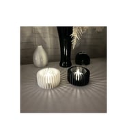Alvera Modern Çizgili Mumluk – 3D Baskı Tealight Mumluk (1 Adet)-Beyaz