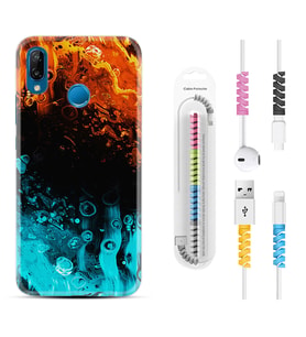 Huawei P20 Lite Mate 10 20 Lite Pro P40 Lite KılıfKablo Koruma Spiral Silikon Orange Blue Color 1665