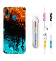 Huawei P20 Lite Mate 10 20 Lite Pro P40 Lite KılıfKablo Koruma Spiral Silikon Orange Blue Color 1665