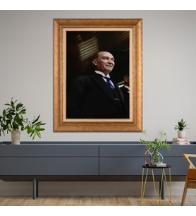 Altın Varaklı Paspartulu Çerçeveli Tablo hb1014