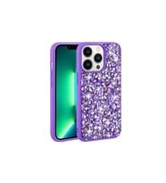 Apple iPhone 12 Pro Uyumlu Kılıf Parlak Taşlı Tasarım Zore Linea Kapak (Mor)