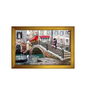 Manzara Temalı Kanvas Tablo 80 x 110 cm Gold Çerçeve