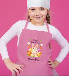 BK Gift Kişiye Özel Paskalya Bayramı Pembe Çocuk Mutfak Önlüğü-1
