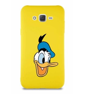 Samsung Galaxy J7 Core Soft Premier Kapak Donald Duck-A Tasarımlı Silikon Kılıf - Sarı (Şeffaf)