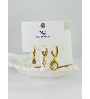 Zirkon Taşlı Üçlü Kombin Küpe - Kp00378