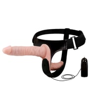 Double Belden Bağlamalı  Plug ve Realistik Titreşimli Penis (Ten)