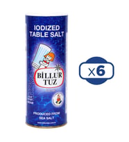 Billur Tuz 500 gr İyotlu Tuzluklu  6 Adet
