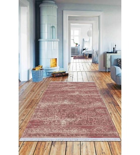 Pembe Vintage Dokuma Pamuk Tabanlı Kaymaz Kilim KLM233
