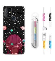 INFINIX Hot 8 9 10 11S Hot 10 Play 10T Kılıf Kablo Koruma Spiral Silikon Space Woman 1311