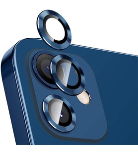 Apple iPhone 12 3D Metal Çerçeveli Kamera Lens Koruyucu (Gri)